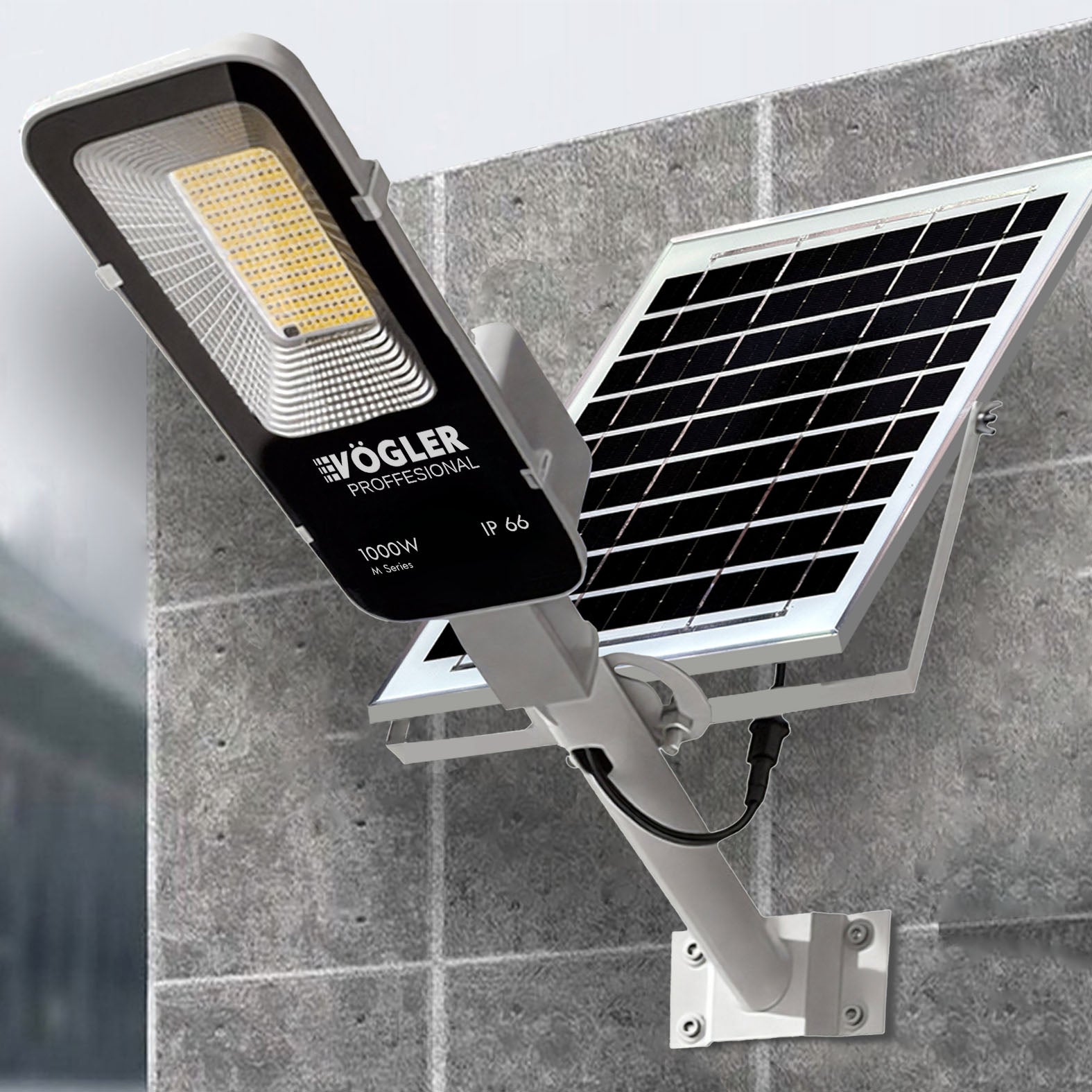 Lampă solară puternică, senzor crepuscular, telecomandă, Vögler Professional 1000W