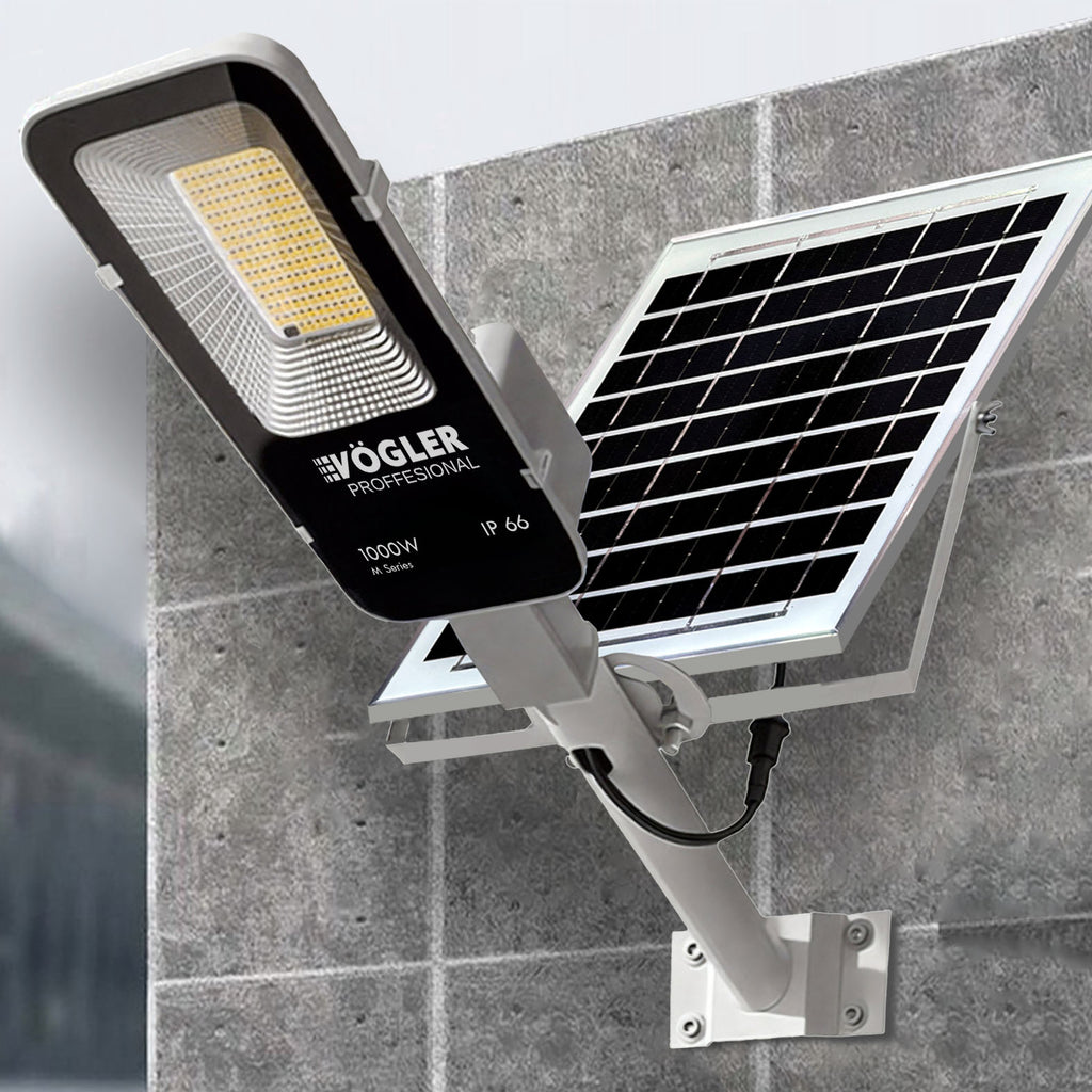 Lampă solară puternică, senzor crepuscular, telecomandă, Vögler Professional 1000W