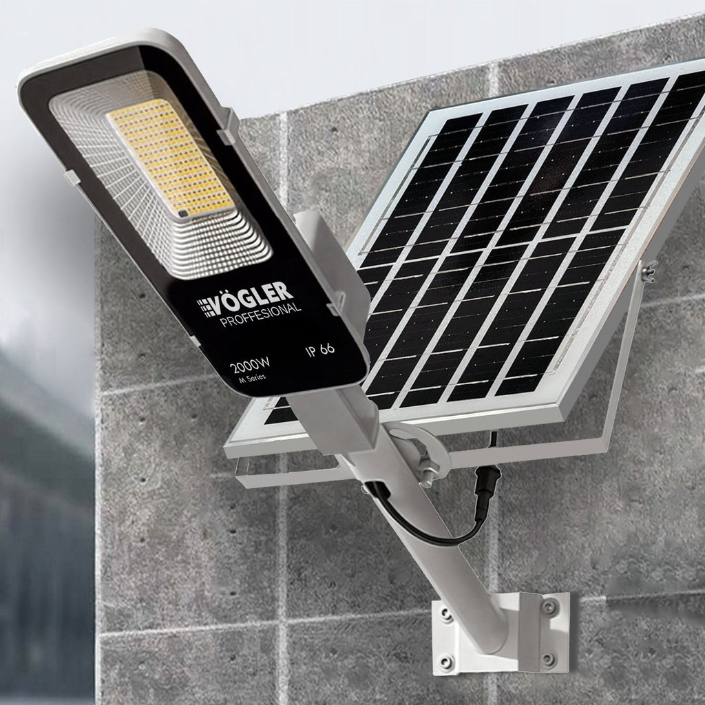 Lampă solară puternică, senzor crepuscular, telecomandă, Vögler Professional 2000W
