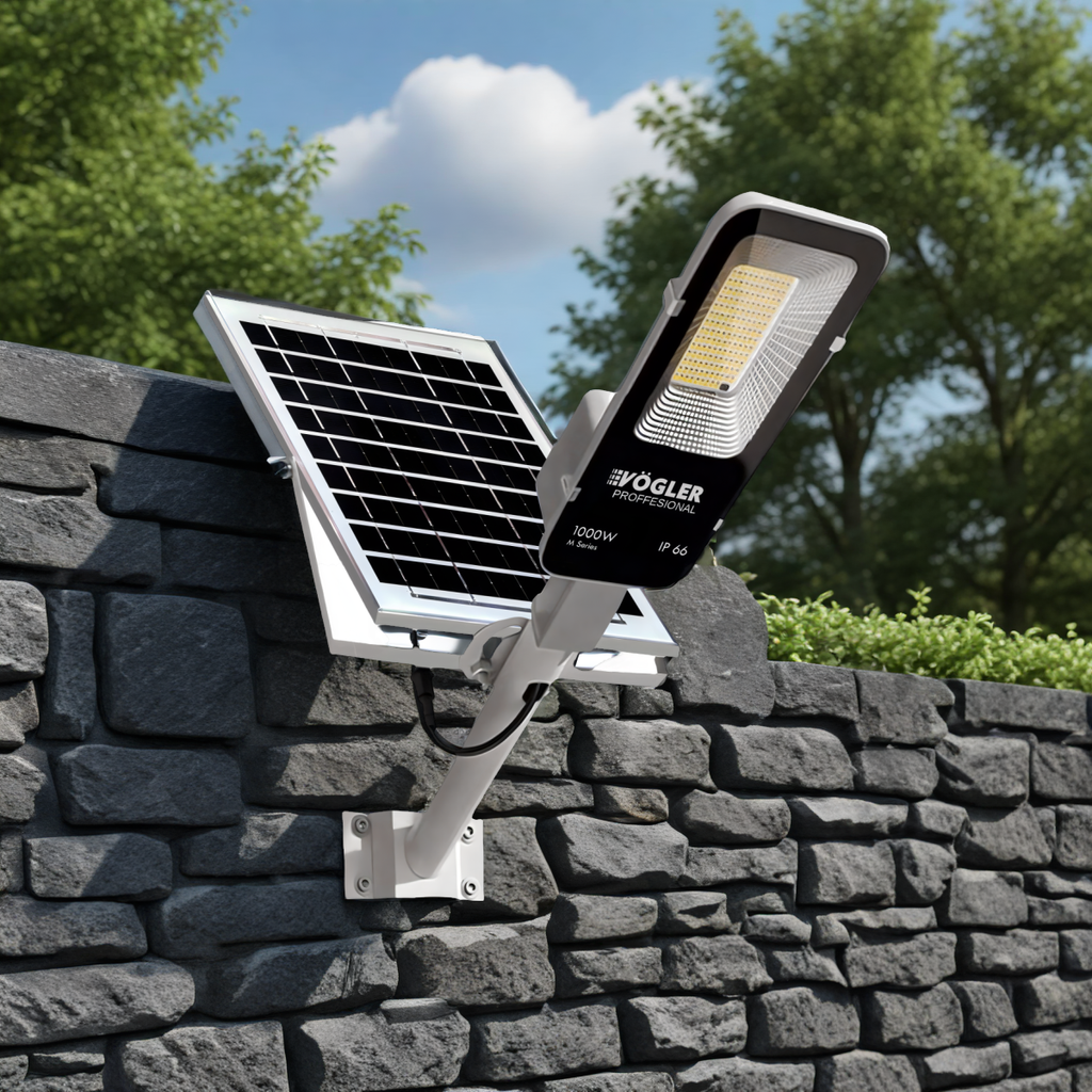 Lampă solară puternică, senzor crepuscular, telecomandă, Vögler Professional 1000W