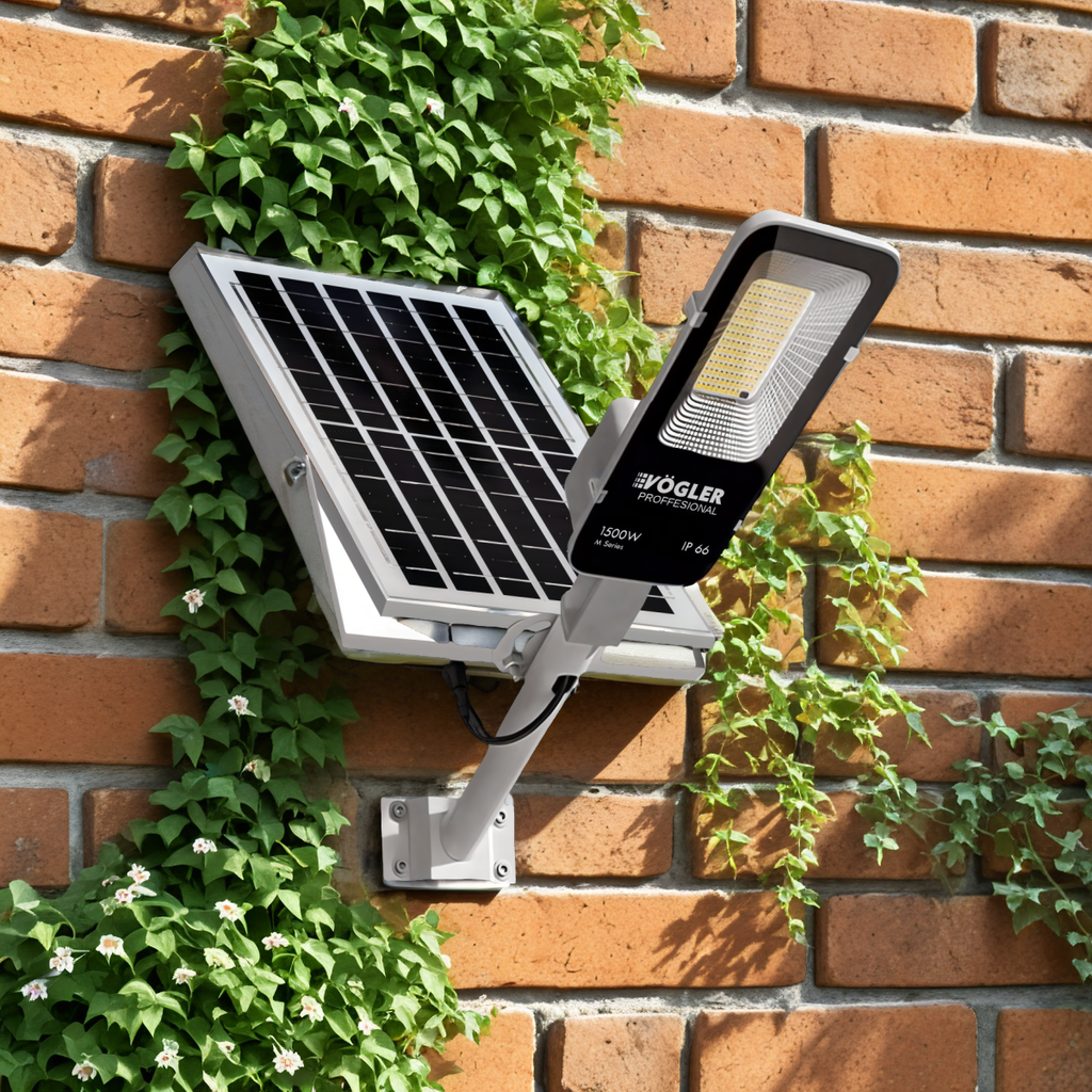 Lampă solară puternică, senzor crepuscular, telecomandă, Vögler Professional 1500W