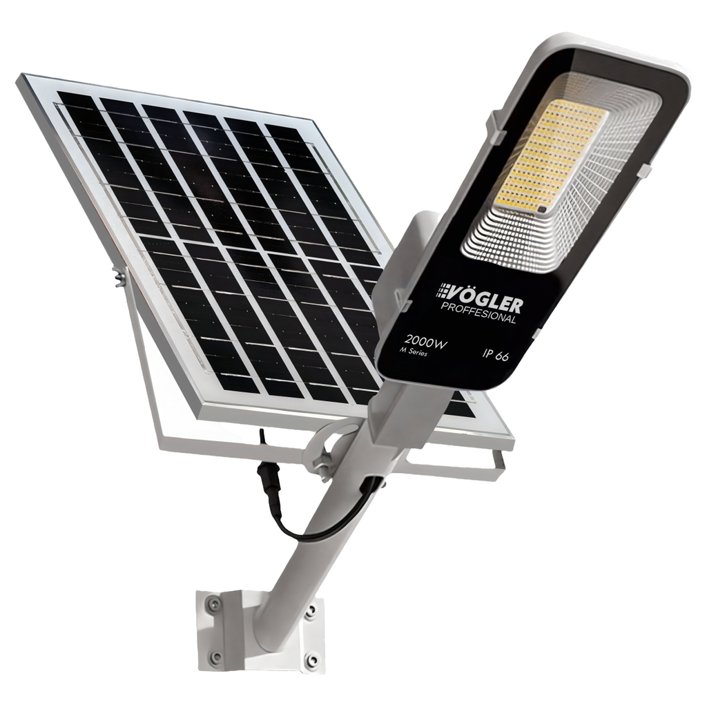 Lampă solară puternică, senzor crepuscular, telecomandă, Vögler Professional 2000W
