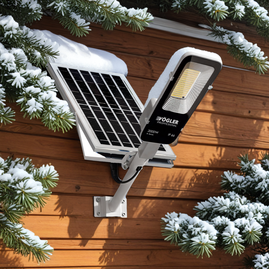 Lampă solară puternică, senzor crepuscular, telecomandă, Vögler Professional 2000W